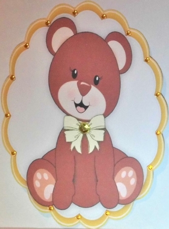 BVrown  Bear with his Yellow bow  by Hazel Underwood
