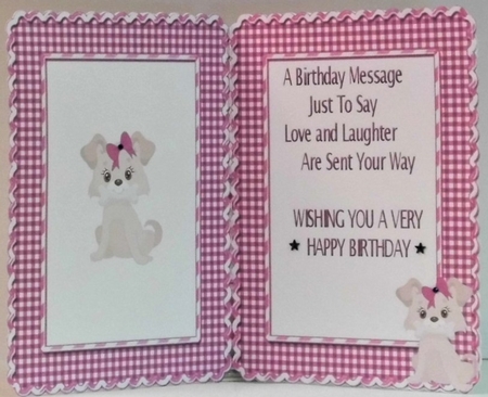 Cute little puppy in pink gingham frame A5 Insert by Hazel Underwood