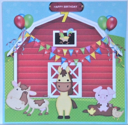 FARM ANIMALS - BIRTHDAY BARN CARD - AGE 7 by Hazel Underwood