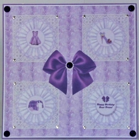 Purple 8 x 8 ladies birthday card front. by Hazel Underwood