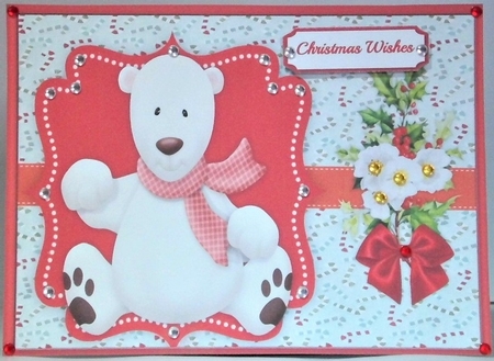 Lovely Pola Bear and Christmas Roses by Hazel Underwood
