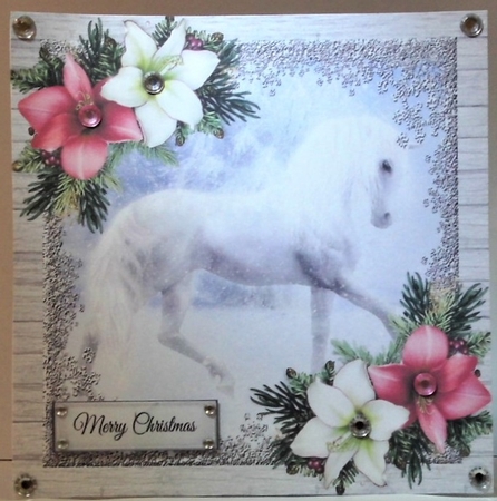 Beautiful White Horse In Snow 8x8 Mini Kit by Hazel Underwood