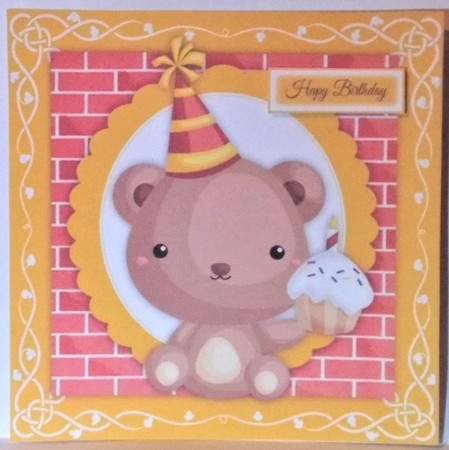 Gorgeous Birthday Bear With Cupcake 8x8 Mini Kit by Hazel Underwood