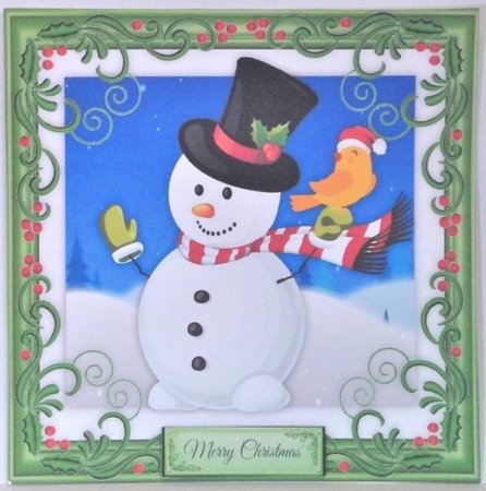 Snowman With Top Hat 8x8 by Hazel Underwood