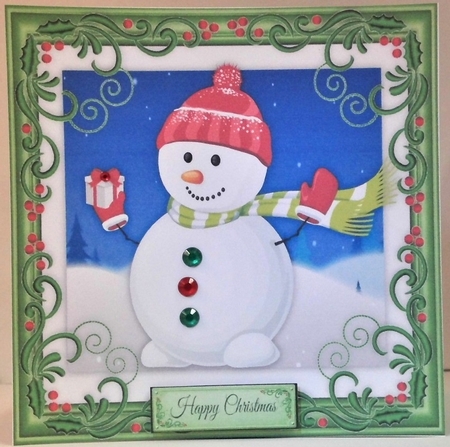 Snowman With Red Hat 8x8 by Hazel Underwood