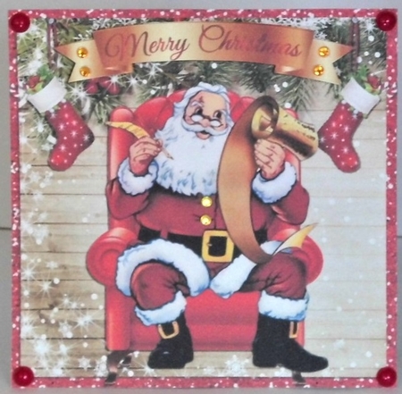 CHRISTMAS CHAIR WITH SANTA QUICK CARD SHEET by Hazel Underwood