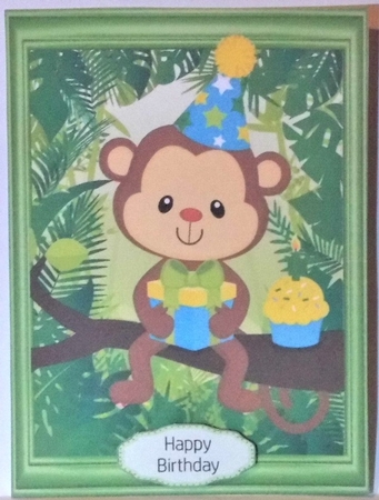 Monkey With Present & Cupcake by Hazel Underwood