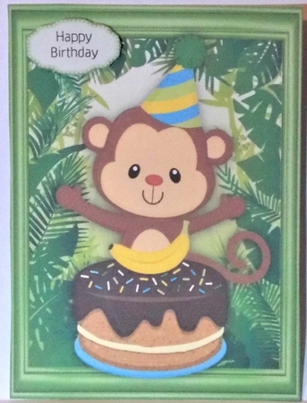 Monkey With Birthday Cake by Hazel Underwood