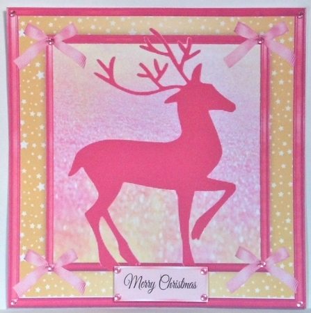 Beautiful Pink Reindeer Silhouette 8x8 by Hazel Underwood