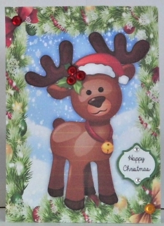Gorgeous Reindeer With Santa Hat by Hazel Underwood