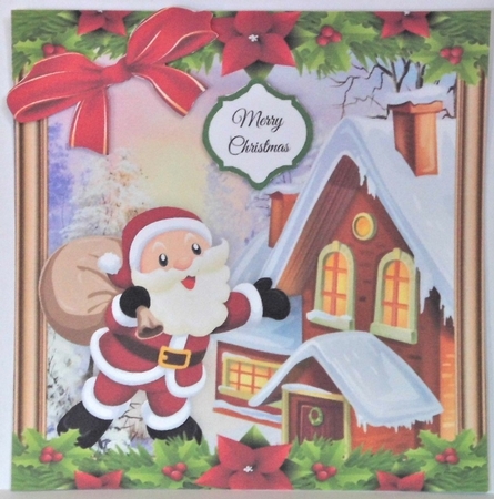 Santa With House 8x8 by Hazel Underwood