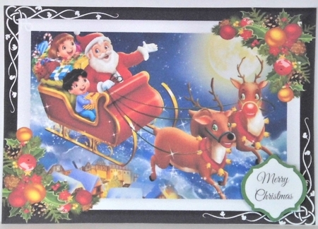 Santa On HIs Sleigh  by Hazel Underwood