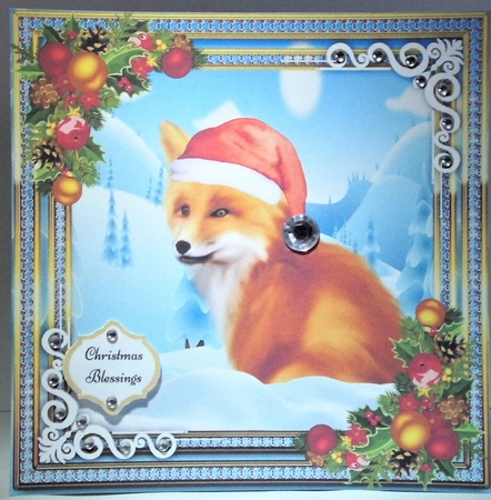 Beautiful Fox In Santa Hat 8x8 by Hazel Underwood