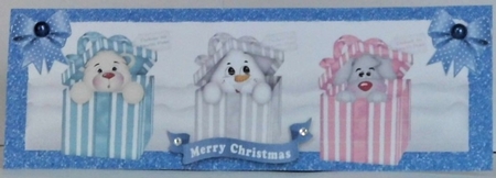 cute christmas  peek a boo boxes with blue spot bows DL by Hazel Underwood