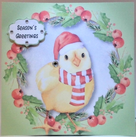 Fluffy Chick Christmas Wishes 8x8 by Hazel Underwood