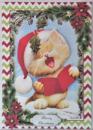 Cute Singing Christmas Cat by Hazel Underwood