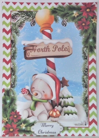 Cute Teddy Bear With North Pole Sign by Hazel Underwood