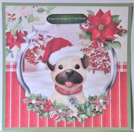 Christmas time pug card mini kit & decoupage by Hazel Underwood