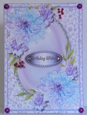 Beautiful Lilac Dahlias on a Oval Frame by Hazel Underwood