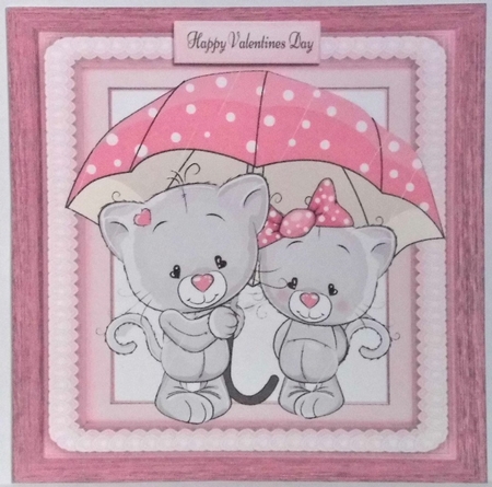 Love Cats Under A Umbrella 8x8 by Hazel Underwood