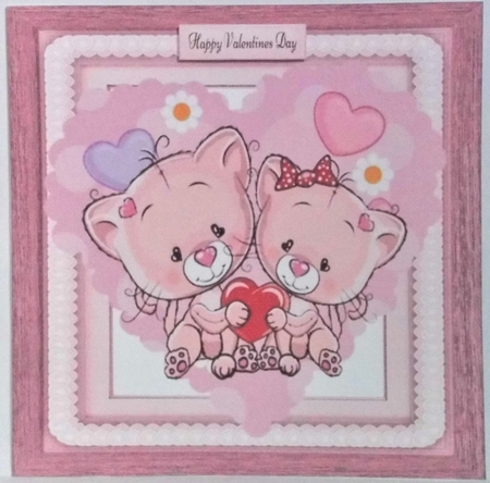 Love Cats In A Heart 8x8 by Hazel Underwood