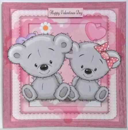Beautiful Grey Bears In A Heart 8x8 by Hazel Underwood