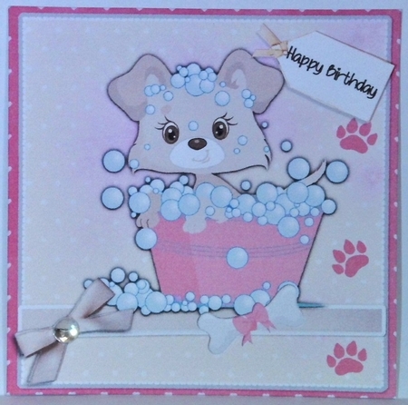Cute puppy having a bath by Hazel Underwood