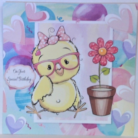 Gorgeous Chick With Flower 8x8 by Hazel Underwood