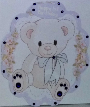 White Teddy with Silver Bow by Hazel Underwood