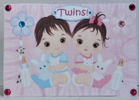 Cute twins little boy & girl (pink) by Hazel Underwood