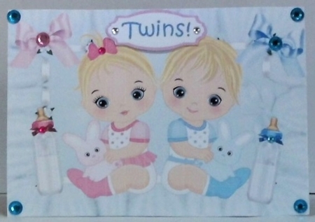 Cute twins little boy & girl (blue) by Hazel Underwood
