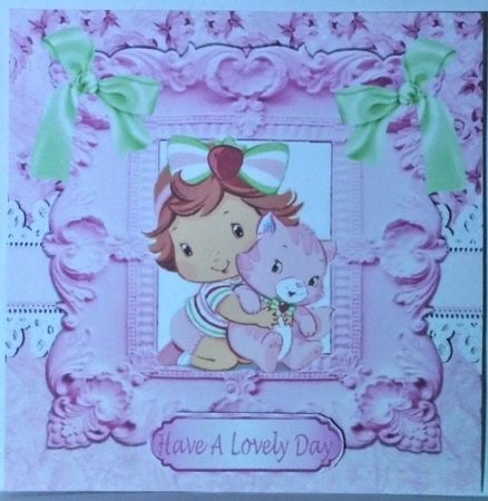 cute little girl with her kitty 8x8 by Hazel Underwood