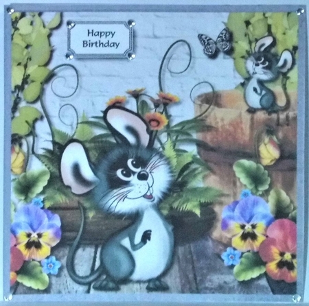 Colourful flowers and mice by Hazel Underwood