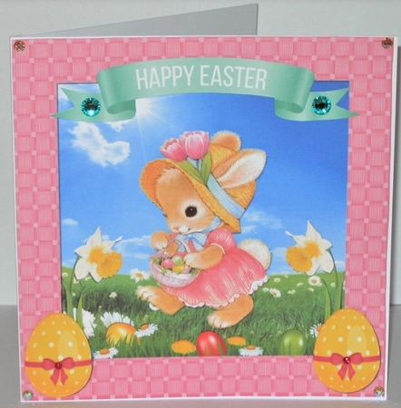 CUTE BUNNY GIRL - EASTER QUICK CARD by Hazel Underwood
