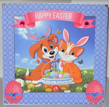 EASTER KITTEN & PUPPY - EASTER QUICK CARD by Hazel Underwood