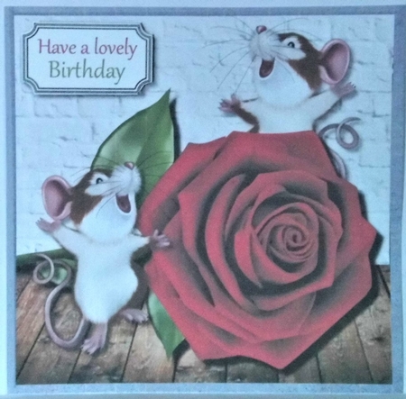 Single rose with mice by Hazel Underwood