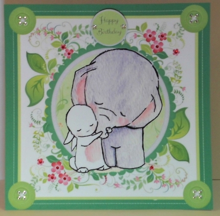 Adorable Elephant And Friend 8x8 by Hazel Underwood