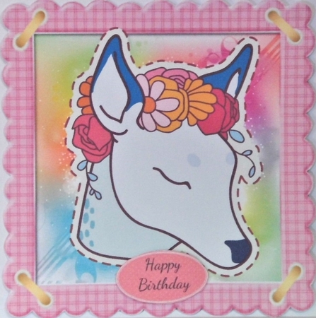 Gorgeous Deer With Flowers 8x8 by Hazel Underwood