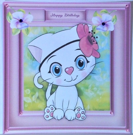Kitty With Red Flower by Hazel Underwood