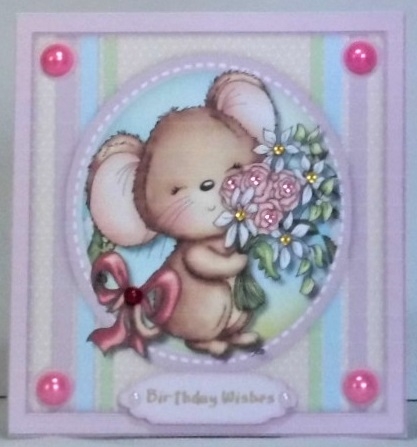 A Little Brown Mouse With Flowers  by Hazel Underwood
