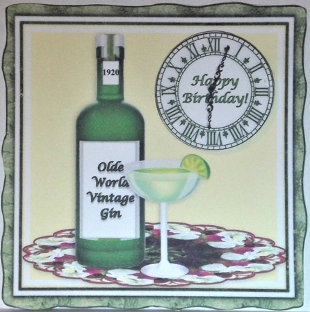 Gin & Lime Cocktail Hour 6 x 6 Card Topper With Decoupage by Hazel Underwood
