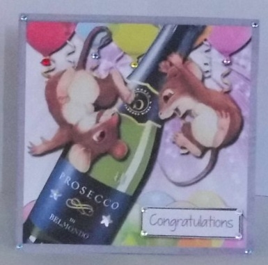 Crack open the Prosecco with two playful mice by Hazel Underwood