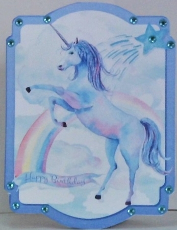 Blue Sky Unicorn Card Topper & Gift Card by Hazel Underwood