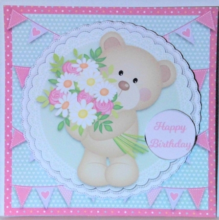 BEAR WITH FLOWERS  by Hazel Underwood