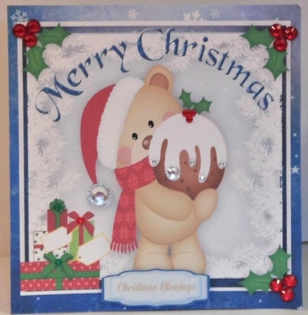 8x8 Mini kit , Bear with the Christmas Pudding by Hazel Underwood