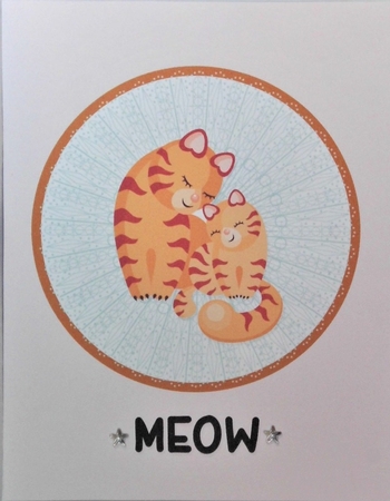Mother Cat and Kitten Card Topper by Hazel Underwood