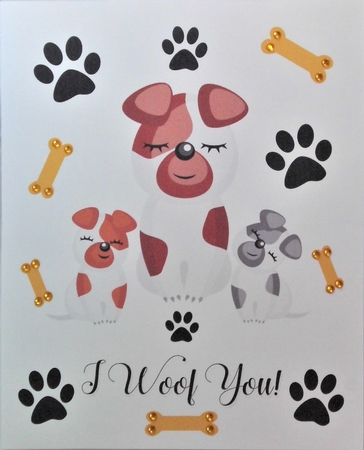 Mother Dog and Puppies Card Topper by Hazel Underwood