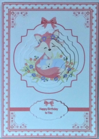Deep pink and white A5 card front. by Hazel Underwood