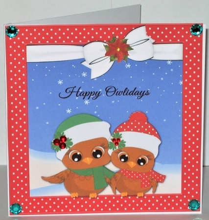 Happy Owlidays (Red White Dot) by Hazel Underwood