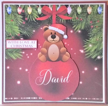 DAVID - CHRISTMAS BAUBLE QUICK CARD by Hazel Underwood